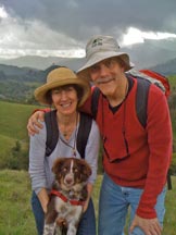 Annie and David Fox, hiking the hills of Marin with their dog, Josie, photographed by Susan Garrett